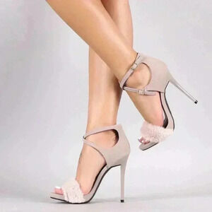 Qupid Nubuck Light Grey High Heels